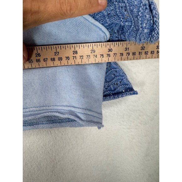 Altar'd State Ruffle crochet sleeve boho crop oversized top blue XL‎ - Picture 5 of 6